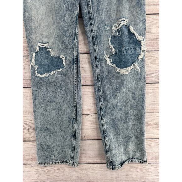 We the Free People Distressed Mineral Washed Straight Leg Jeans Womens 29 Blue - Picture 3 of 12